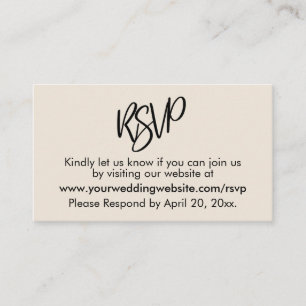 D'accompagnement Carte de boîtier RSVP à crème naturelle Décontract