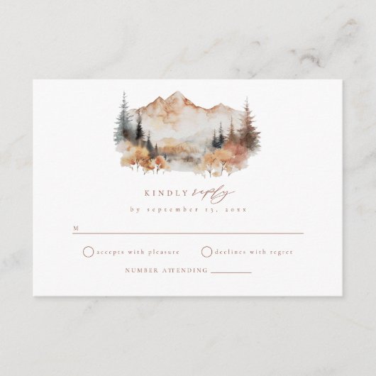 D'accompagnement Carte de boîtier RSVP Boho Fall Mountain Wedding (Devant)