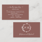 D'accompagnement Carte de boîtier RSVP de mariage Monogram Terracot (Devant / Derrière)