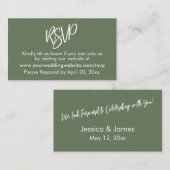 D'accompagnement Carte de boîtier RSVP Décontracté Gras Olive Vert (Devant / Derrière)