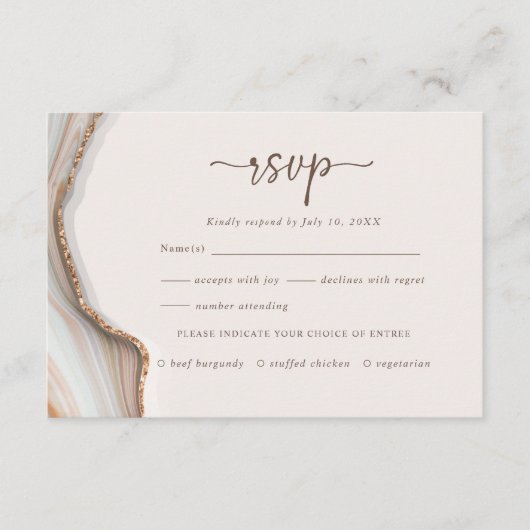 D'accompagnement Carte de boîtier RSVP en marbre naturel (Devant)