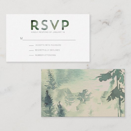 D'accompagnement Carte de boîtier RSVP moderne de Mountain Forest (Devant / Derrière)