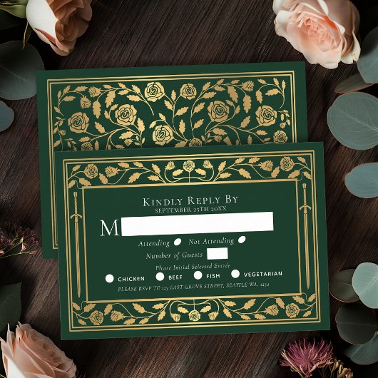 D'accompagnement Carte de boîtier RSVP pour mariage avec épée médié