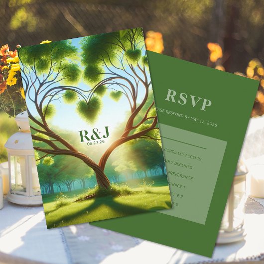 D'accompagnement Carte de boîtier RSVP pour mariage vert
