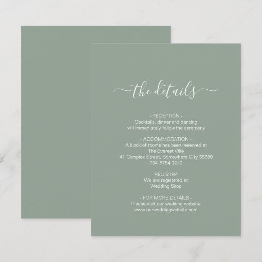 D'accompagnement Carte de boîtier verte Sage Simple (Devant / Derrière)