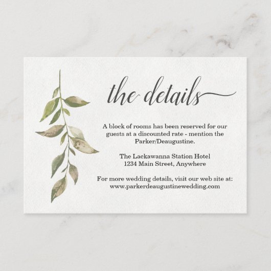 D'accompagnement Carte de boîtier Watercolor Information / Détails (Devant)