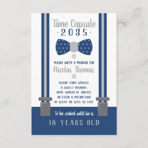 D'accompagnement Carte de capsule d'anniversaire, bleu marine, gris