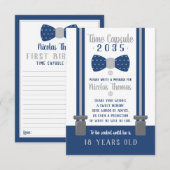 D'accompagnement Carte de capsule d'anniversaire, bleu marine, gris (Devant / Derrière)