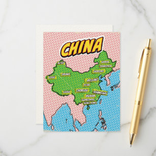 D'accompagnement Carte de Chine illustrée dans le style Pop Art