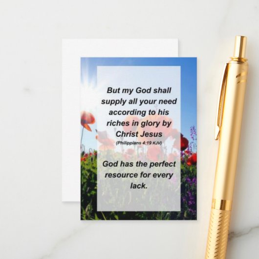 D'accompagnement Carte de clôture Philippiens 4:19 Mais mon Dieu s (Devant/Arrière en situation)