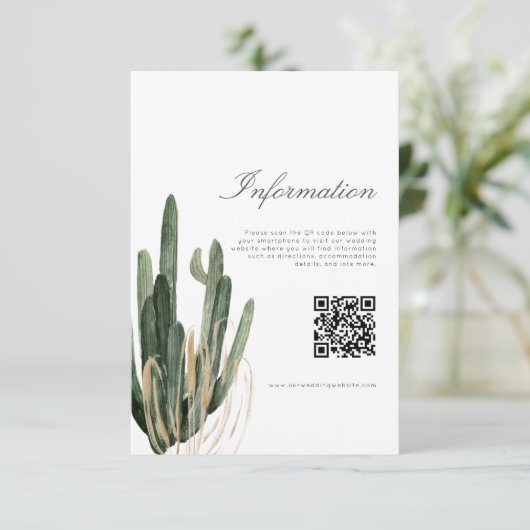 D'accompagnement Carte de code QR d'information de mariage de cactu (Debout devant)