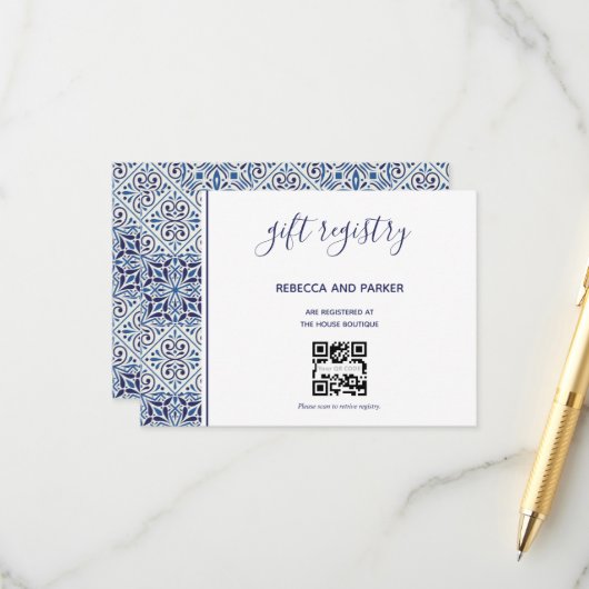 D'accompagnement Carte de code QR du registre de cadeaux de mariage (Devant/Arrière en situation)