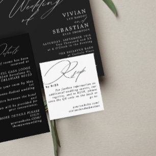 D'accompagnement Carte de code QR RSVP minimaliste noir moderne