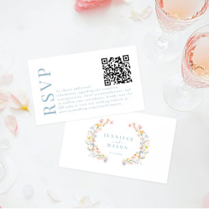 D'accompagnement Carte de code RSVP QR colorée de mariage des fleur