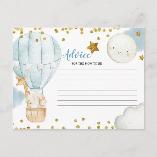 D'accompagnement Carte de conseil Blue Hot Air Balloon Jungle (Devant)