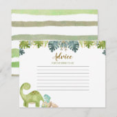 D'accompagnement Carte de conseil Dinosaur vert fleuri (Devant / Derrière)