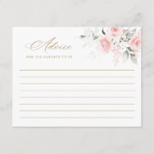 Carte de conseil Floral Blush Pink Gold Baby showe
