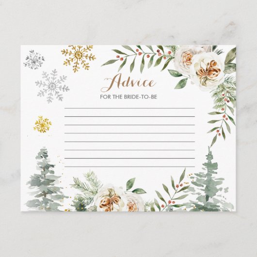 D'accompagnement Carte de conseil Hiver Blanc Floral Pins Arbres (Devant)