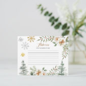 D'accompagnement Carte de conseil Hiver Blanc Floral Pins Arbres (Debout devant)