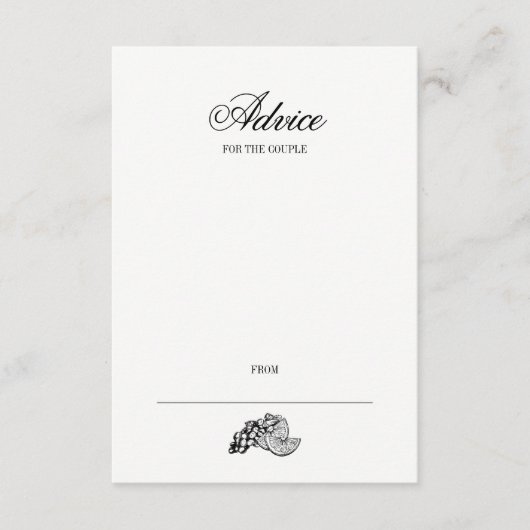 D'accompagnement Carte de conseil Mariage Calligraphie & Vin (Devant)