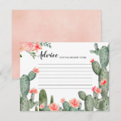 D'accompagnement Carte de conseil moderne Peach Floral Cactus (Devant / Derrière)