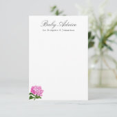 D'accompagnement Carte de conseil pour bébé Hydrangea rose (Debout devant)