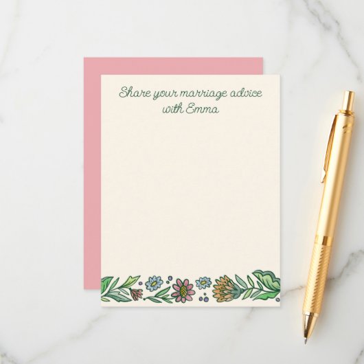 D'accompagnement Carte de conseils de mariage floraux scandinaves a (Devant/Arrière en situation)