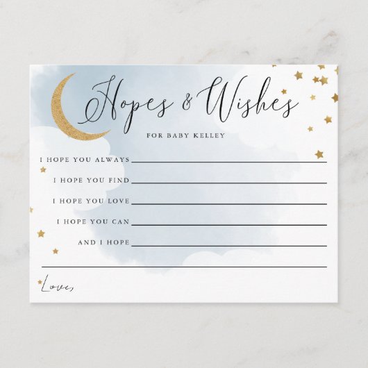 D'accompagnement Carte de conseils pour Baby Shower Gold Moon et St (Devant)