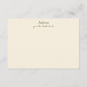 D'accompagnement Carte de conseils pour une fête de mariage à la fe (Dos)