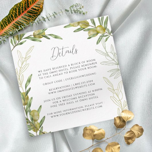 D'accompagnement Carte de décoration avec branche d'olive verte mod