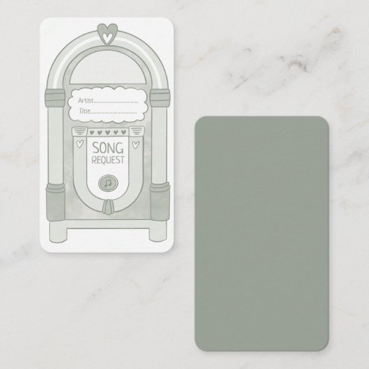 D'accompagnement Carte de demande de chanson Eucalyptus Sage Green  (Devant / Derrière)