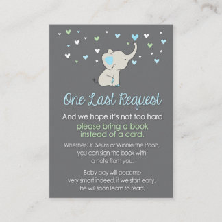 D'accompagnement Carte de demande de livre éléphant, Baby shower él