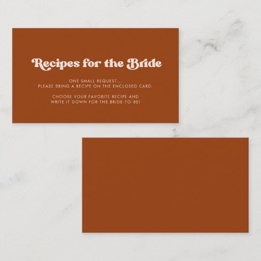 D'accompagnement Carte de demande de recette Burnt orange rétro sty (Devant / Derrière)
