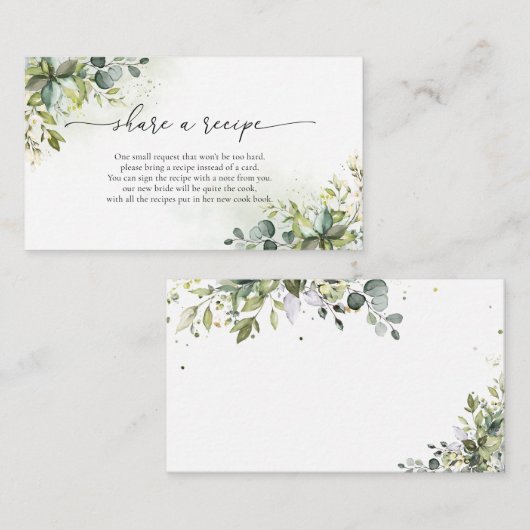 D'accompagnement Carte de demande de recette de verdure (Devant / Derrière)