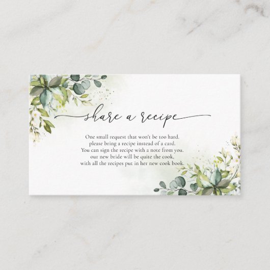 D'accompagnement Carte de demande de recette de verdure (Devant)