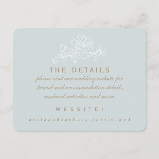 D'accompagnement Carte de détail Cascade de Tulipes Bleu Clair (Devant)