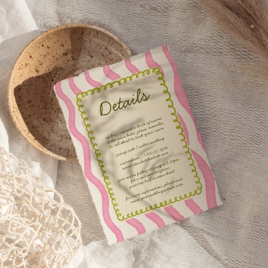 D'accompagnement Carte de détail de mariage rose et vert moderne et