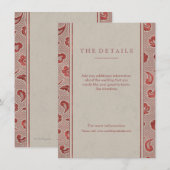 D'accompagnement Carte de détail du mariage campagnard rustique en (Devant / Derrière)