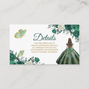 D'accompagnement Carte de détail Emerald Green Quinceañera