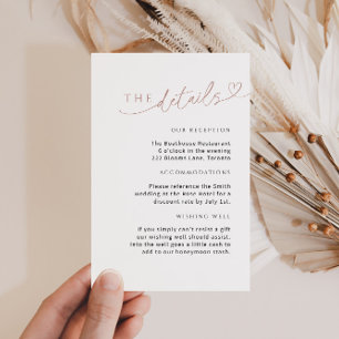 D'accompagnement Carte de détail minimaliste Dusty Rose avec coeur