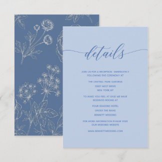 D'accompagnement carte de détails bleu poussiéreux simple et élégan