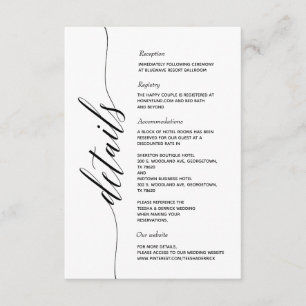 D'accompagnement Carte de détails de calligraphie élégante simple i