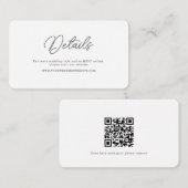 D'accompagnement Carte de détails de code QR de mariage avec écritu (Devant / Derrière)