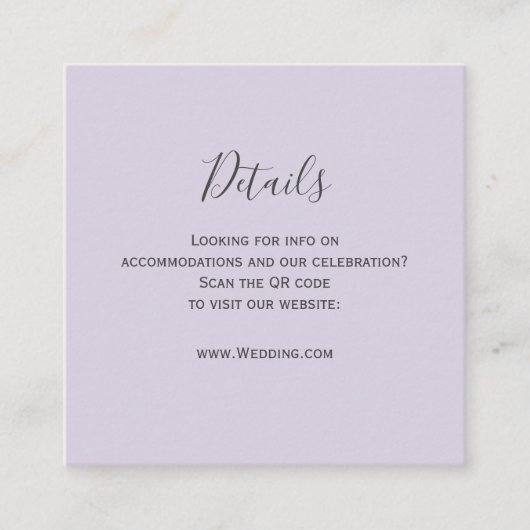 D'accompagnement Carte de détails de code QR Lavande Rustique (Devant)
