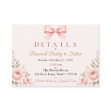 Carte de détails de la fête de mariage au nœud ros