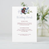 D'accompagnement carte de détails de la mariage à fleurs bleues bor (Debout devant)