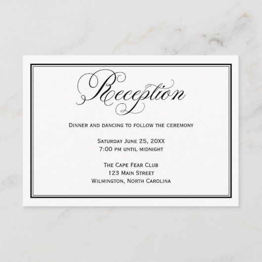 D'accompagnement Carte de détails de la réception de mariage noir e (Devant)