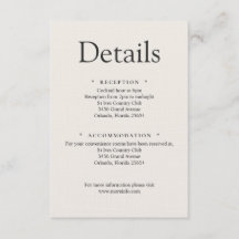 Carte de détails de luxe minimaliste