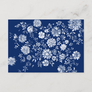 D'accompagnement Carte de détails de mariage à code QR floral bleu