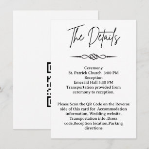 D'accompagnement Carte de détails de mariage à flèche en entrelacs